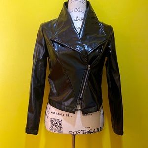 SHEIN Faux Patent Moto Jacket
